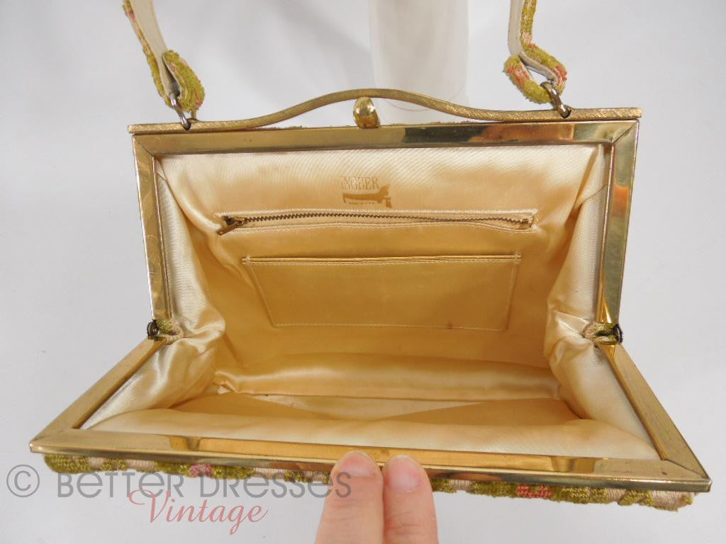 Vintage 50s 60s Ingber Bow Designer Purse Handbag W Coin Purse 