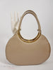 60s Shimmery Patent Taupe Frame Purse - front/back