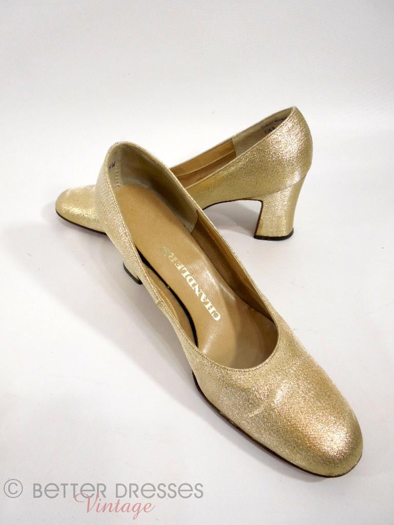 60s Mod Pumps in Gold Fabric -