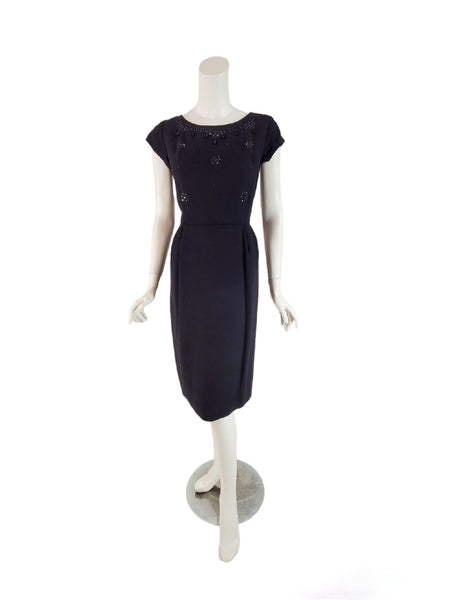 50s/60s Beaded Black Cocktail Dress
