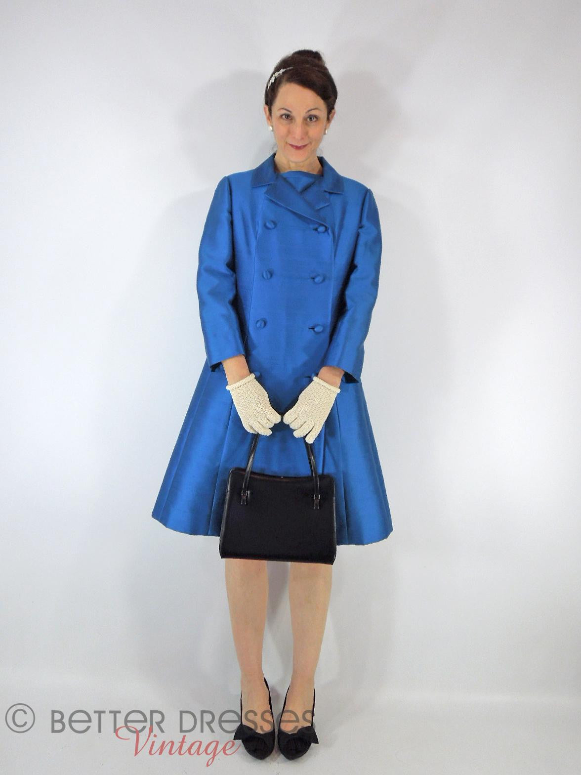Vintage 1960s Mod Dress & Coat Set in Blue - sm, med Better Dresses Vintage Vintage 1960s Mod Dress & Coat Set in Blue - sm, med Better Dresses Vintage