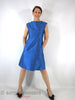 60s Bright Blue Shift Dress & Coat - hands in dress pockets