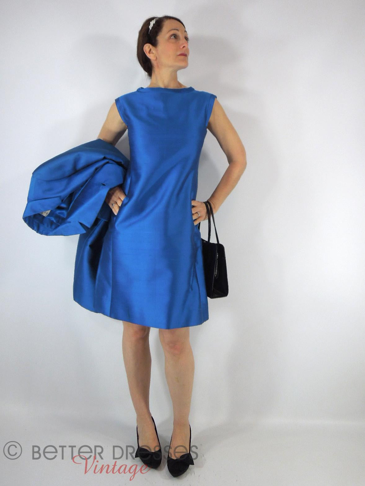 Vintage 1960s Mod Dress & Coat Set in Blue - sm, med Better Dresses Vintage Vintage 1960s Mod Dress & Coat Set in Blue - sm, med Better Dresses Vintage
