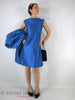 60s Bright Blue Shift Dress & Coat - dress, holding coat