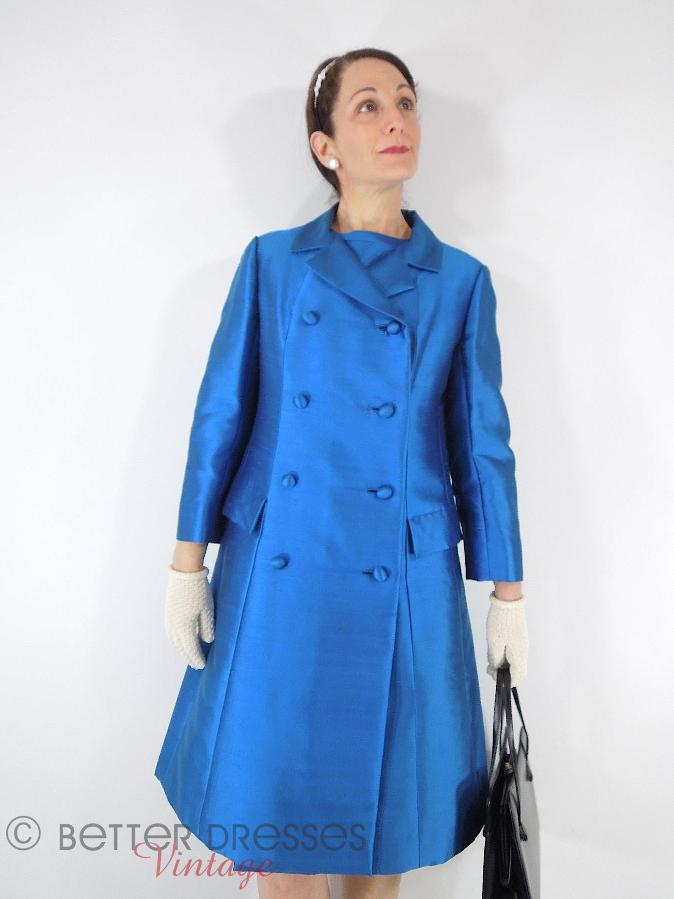 Vintage 1960s Mod Dress & Coat Set in Blue - sm, med Better Dresses Vintage Vintage 1960s Mod Dress & Coat Set in Blue - sm, med Better Dresses Vintage