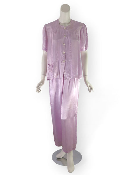 40s Lavender Satin Pajamas