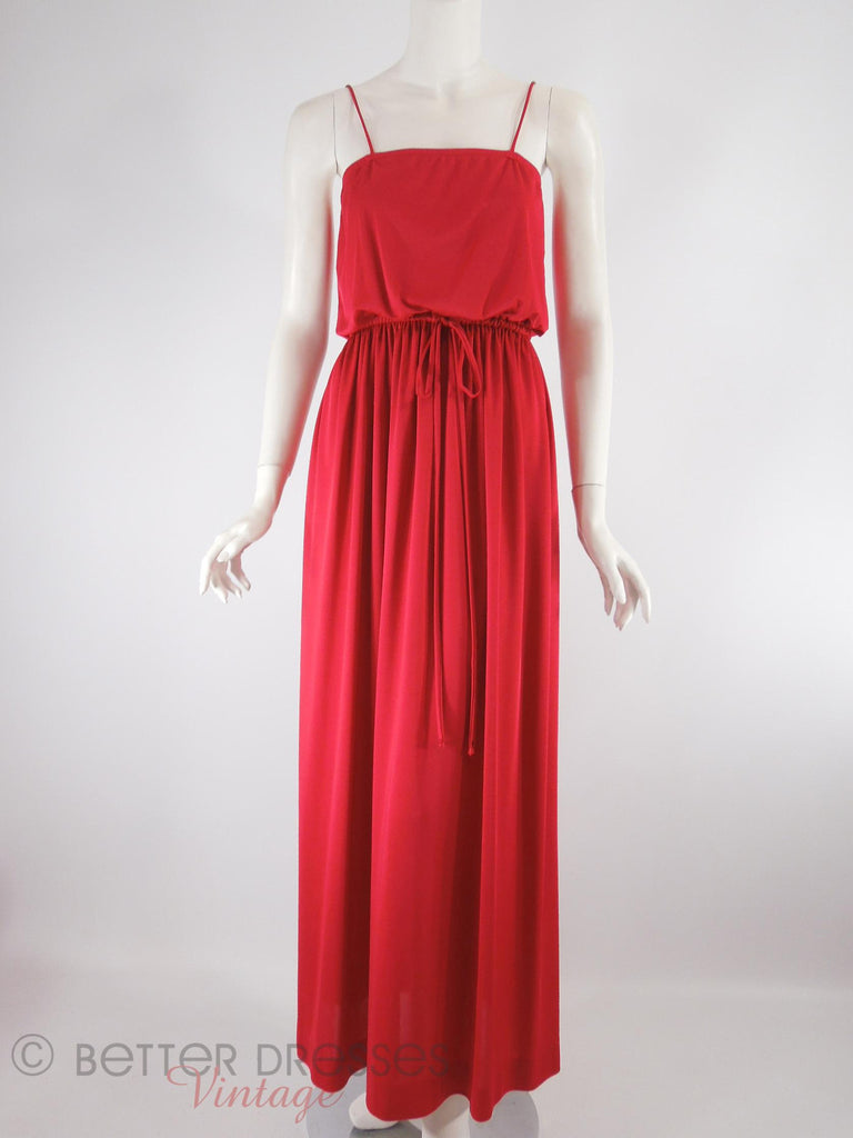 70s Red Maxi Dress - front