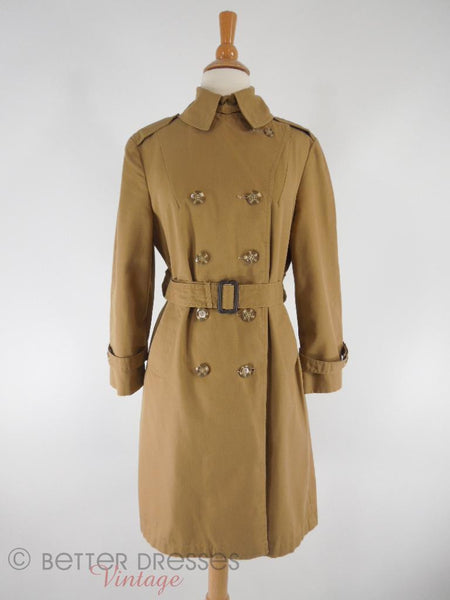 60s/70s Khaki Trench Coat - buttoned up