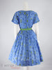 50s/60s Blue & Green Full Skirt Dress - back with crinoline