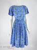 50s/60s Blue & Green Full Skirt Dress - no crinoline, no belt