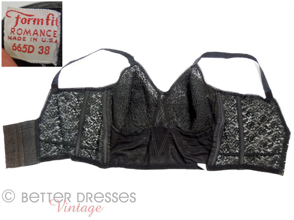 Vintage 1950s Bullet Bra Black Lace Longline Bustier 38D - med, lg – Better  Dresses Vintage