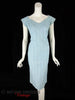 50s Light Blue Eyelet Dress - against black