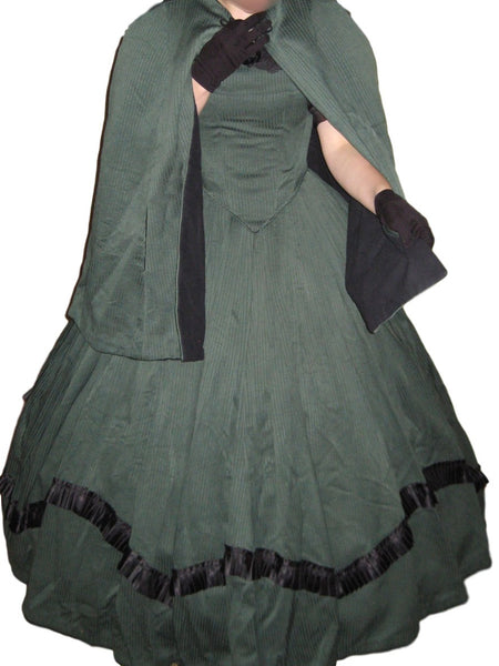 Civil War Reenactment Dress Ensemble - with cape