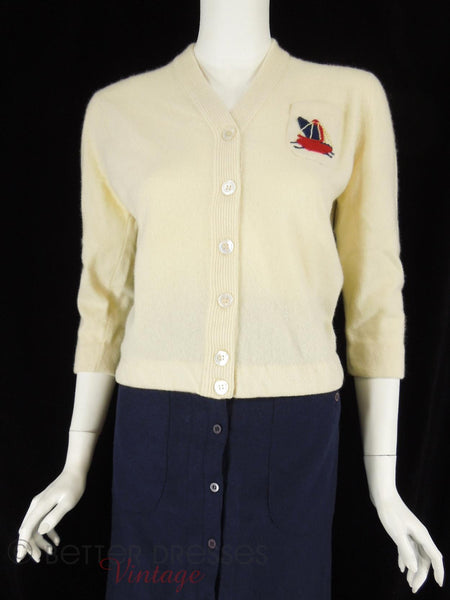 50s Cashmere Cardigan - front far view