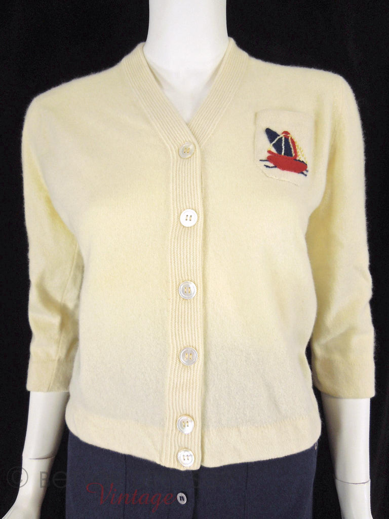 50s Cashmere Cardigan - front close view
