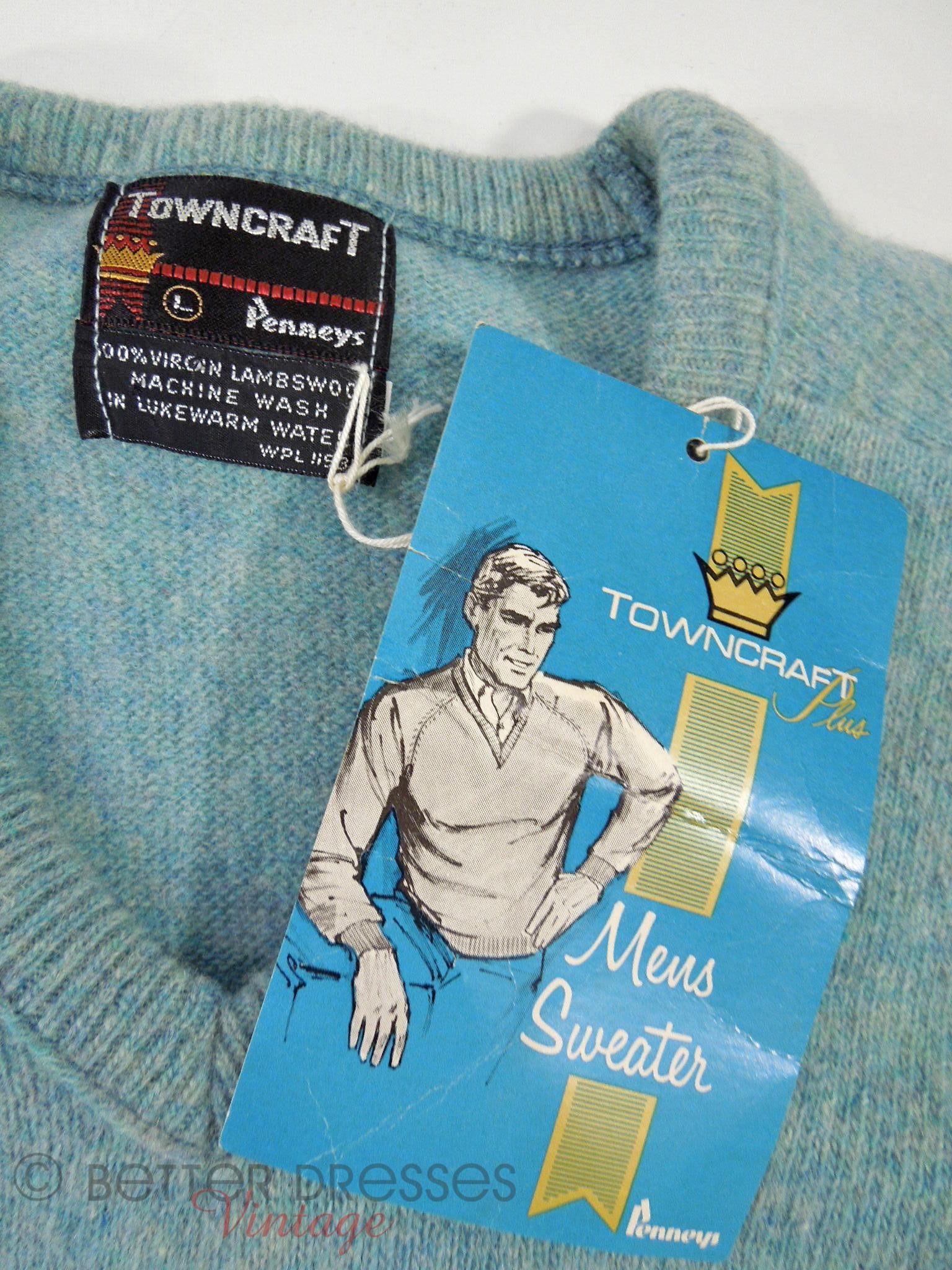 Vintage 1960s or early 70s Aqua Blue Wool Sweater - med, lg