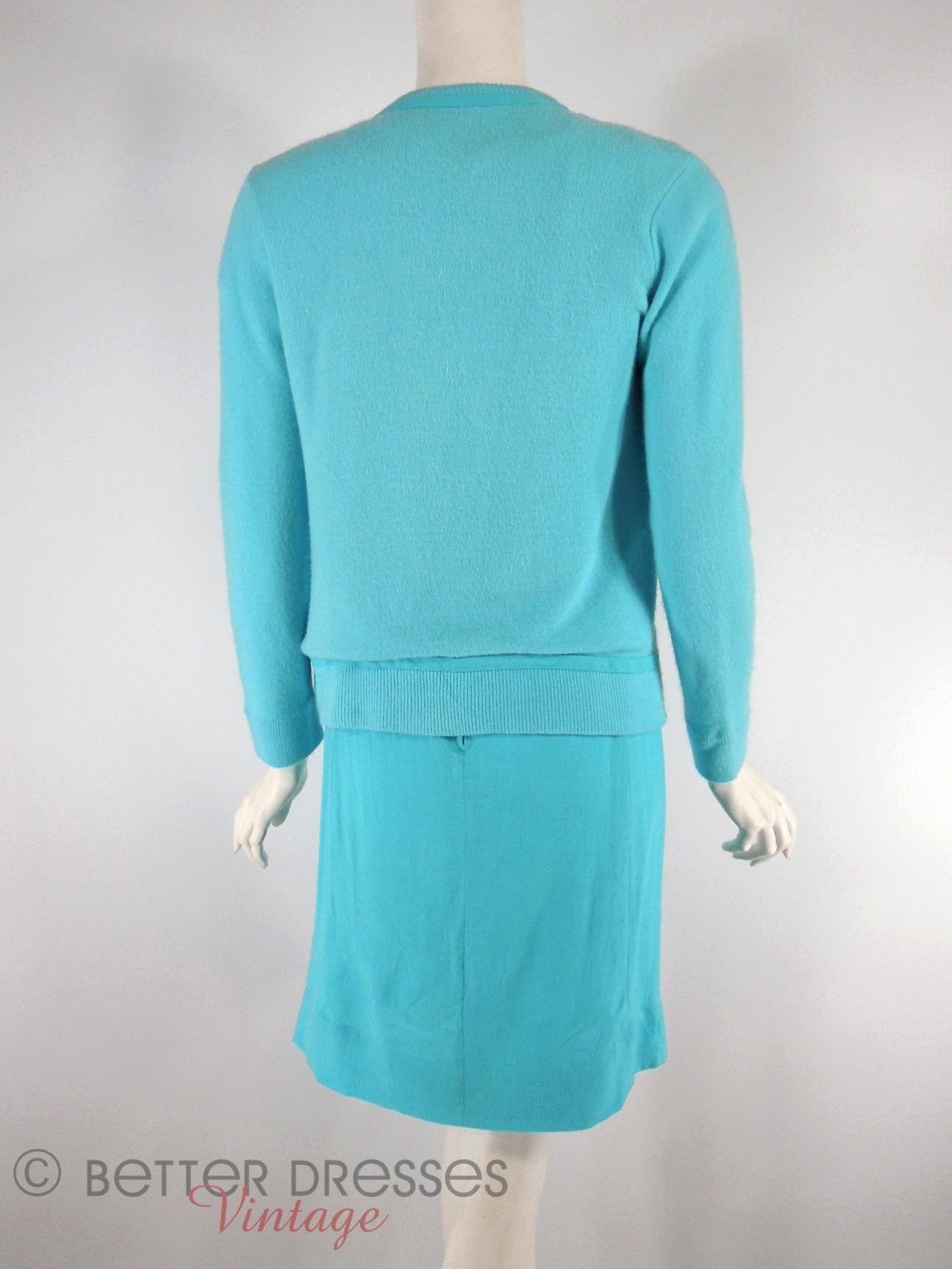 Vintage 1960s Shift Dress & Cashmere Sweater Set in Aqua Blue - sm Better Dresses Vintage Vintage 1960s Shift Dress & Cashmere Sweater Set in Aqua Blue - sm Better Dresses Vintage