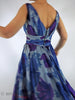 60s Blue and Purple Silk Party Dress - back view