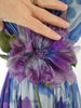 60s Blue and Purple Silk Party Dress - embellishment detail