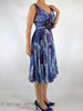 60s Blue and Purple Silk Party Dress - from the side