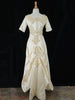 60s Satin + Lace Wedding Gown - train bustled