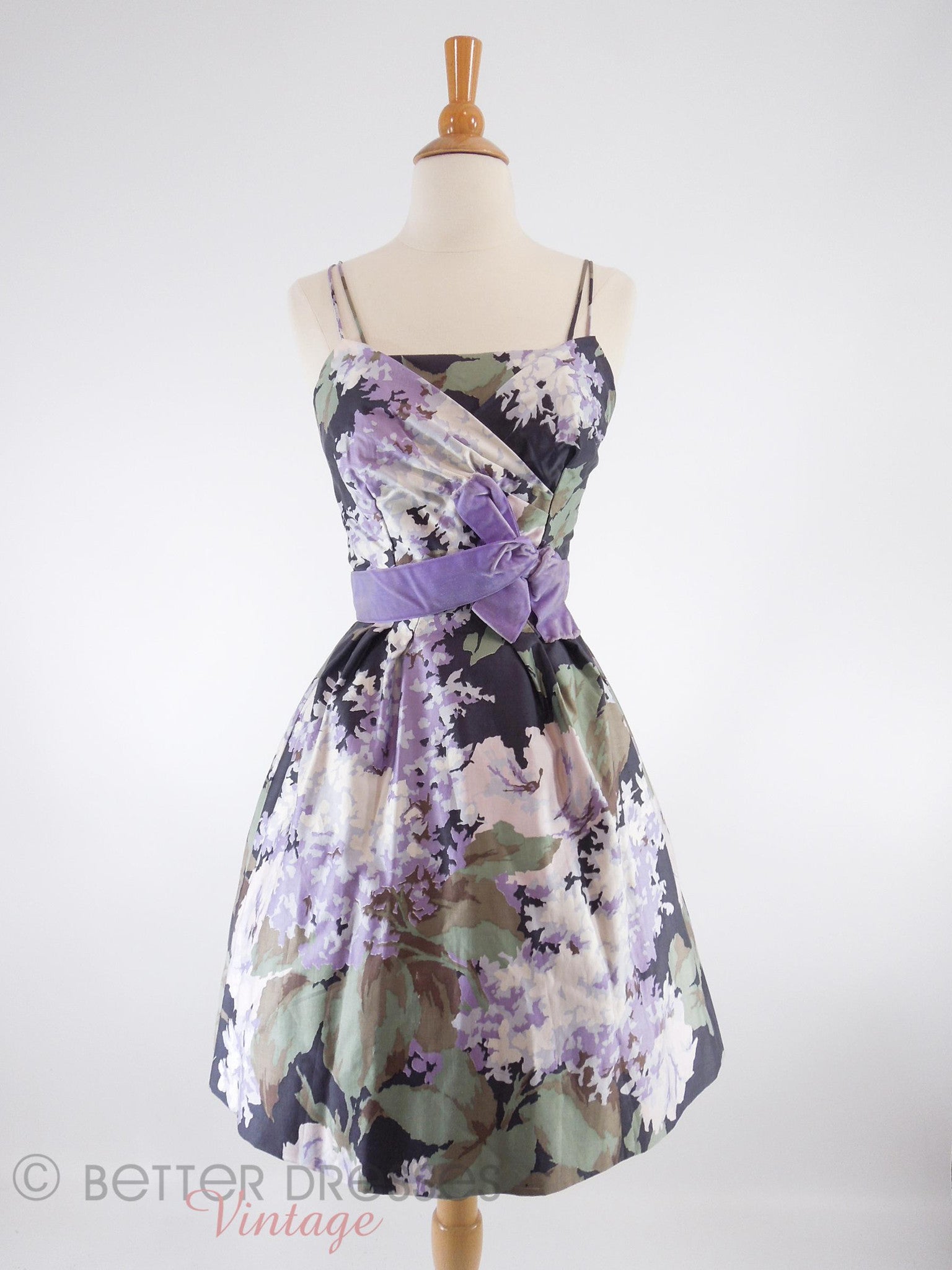 Vtg 1950s Purple Floral Full Skirt Party Dress - sm Better Dresses Vintage Vtg 1950s Purple Floral Full Skirt Party Dress - sm Better Dresses Vintage