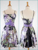 50s Purple Floral Party Dress - without crinoline