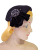 50s black juliet cap with beaded embellishment