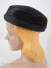 50s/60s Black Straw and Satin Hat - left side
