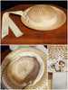 Vintage straw hat interior and detail views.