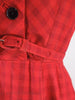 40s/50s Red Plaid Shirtwaist - waistband under belt