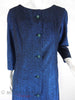 60s Blue Metallic Duster Coat - close view