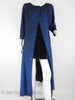 60s Blue Metallic Duster Coat - open over mini dress