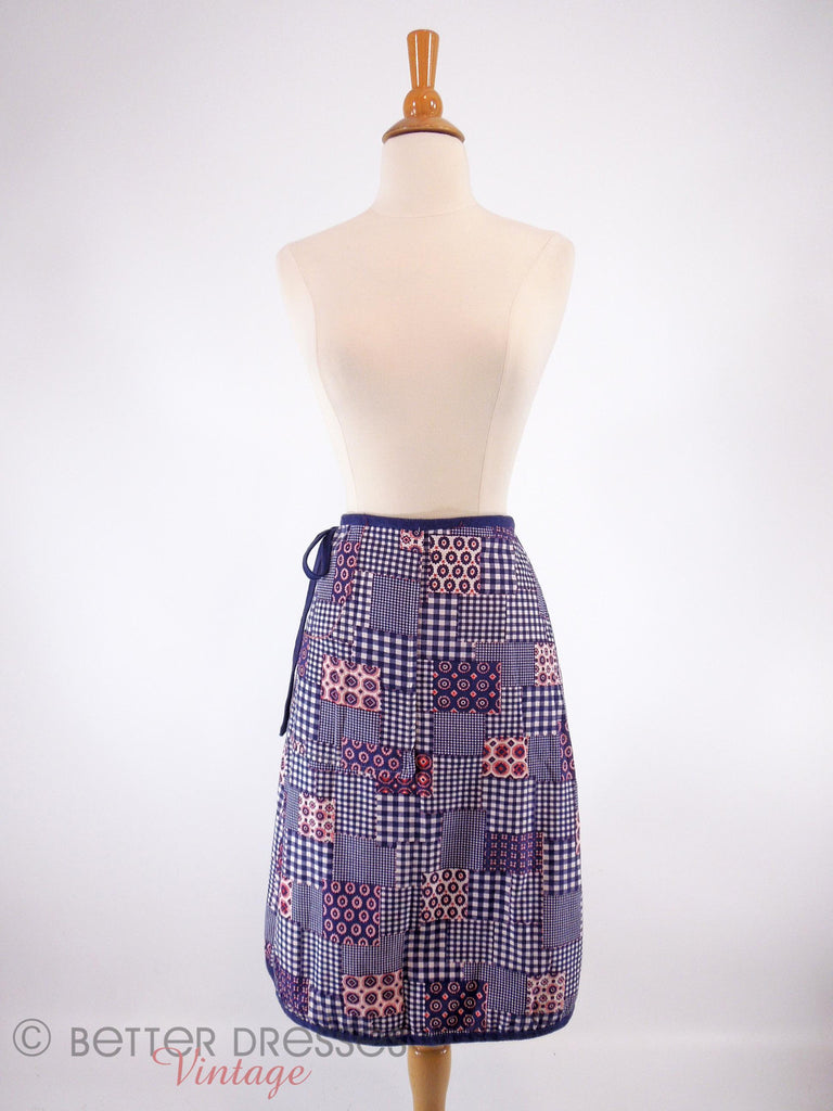 70s Red White Blue Wrap Skirt - full view