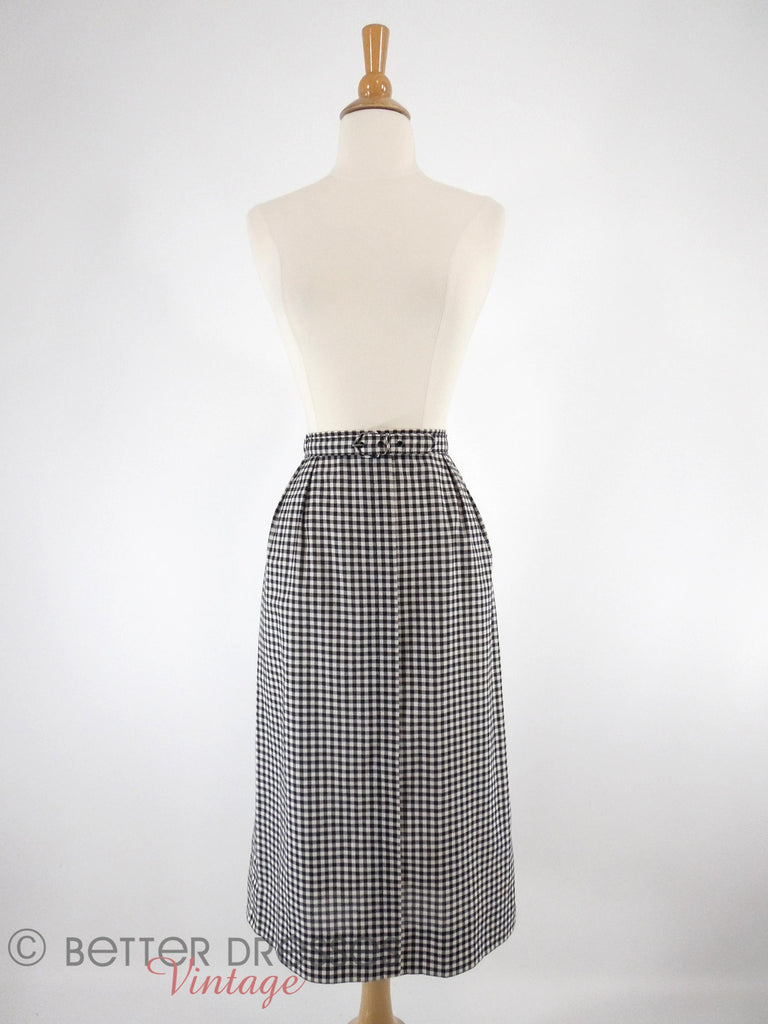 50s B&W Gingham Slim Skirt - front