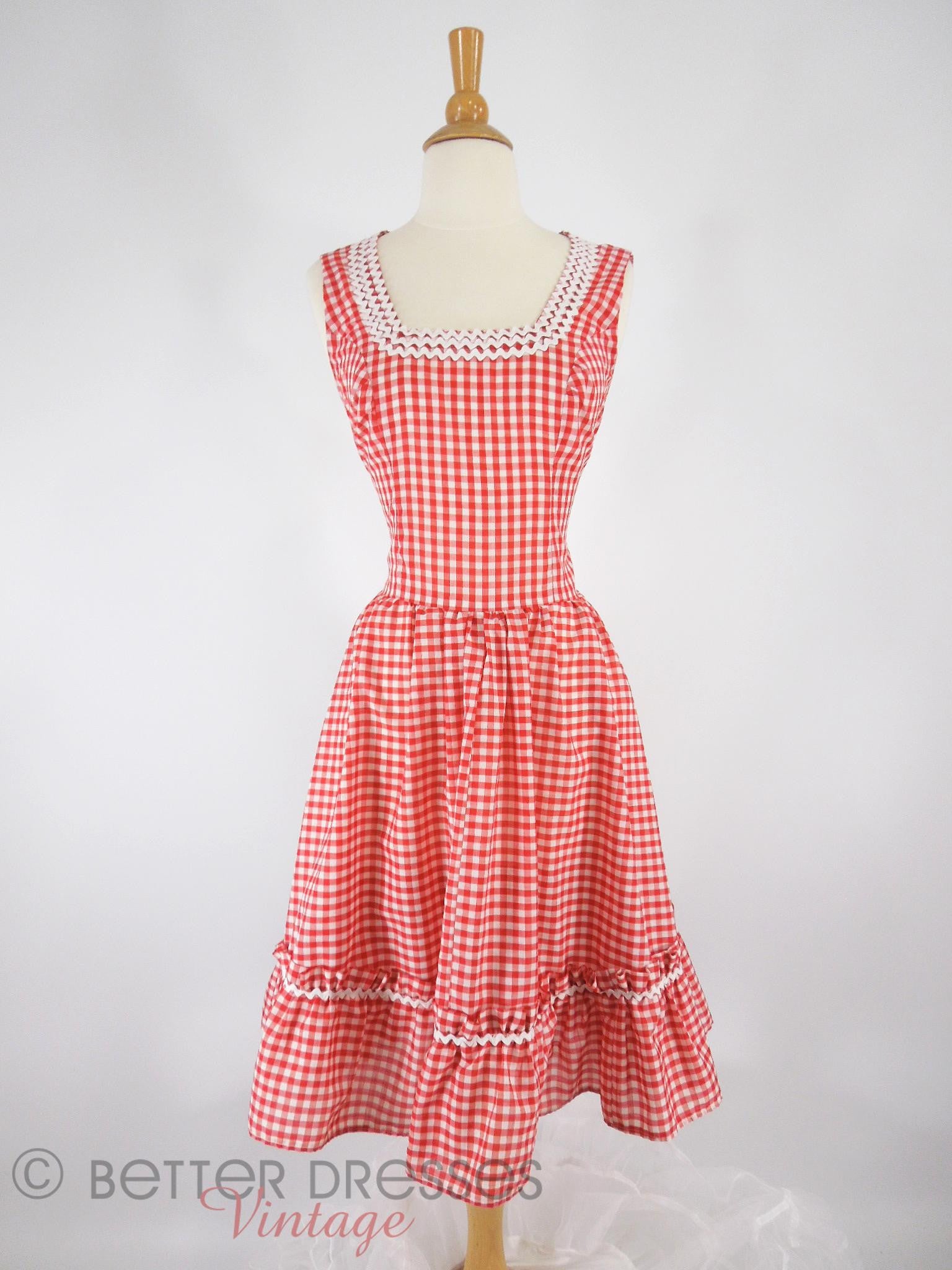 50s Vintage Red Gingham Full-Circle Patio Dress 50s Vintage Red Gingham Full-Circle Patio Dress