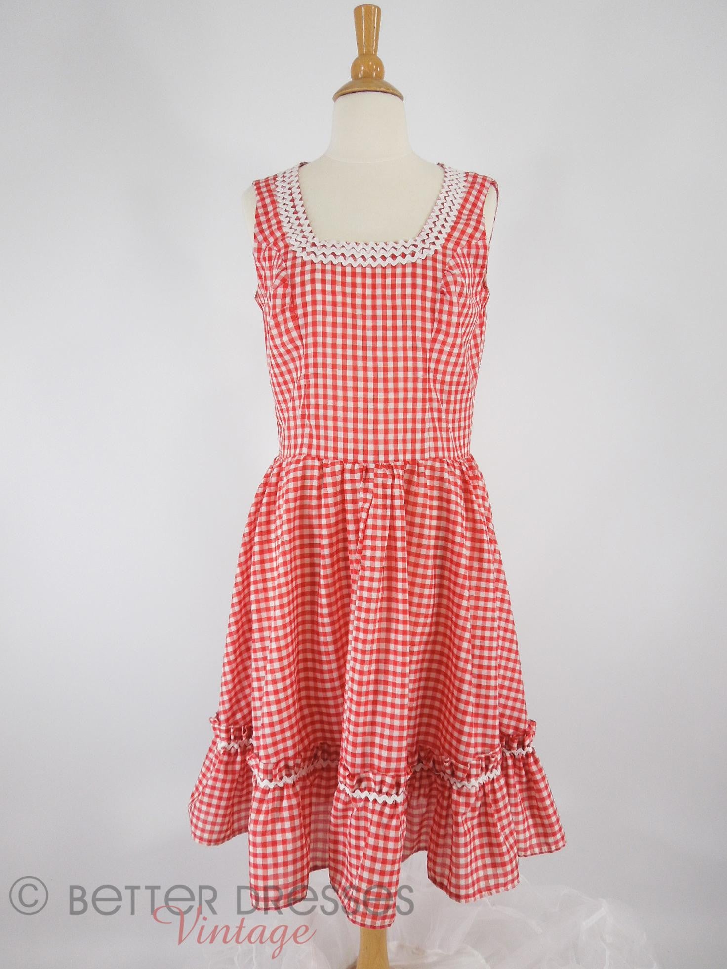50s Vintage Red Gingham Full-Circle Patio Dress - med Better Dresses Vintage 50s Vintage Red Gingham Full-Circle Patio Dress - med Better Dresses Vintage