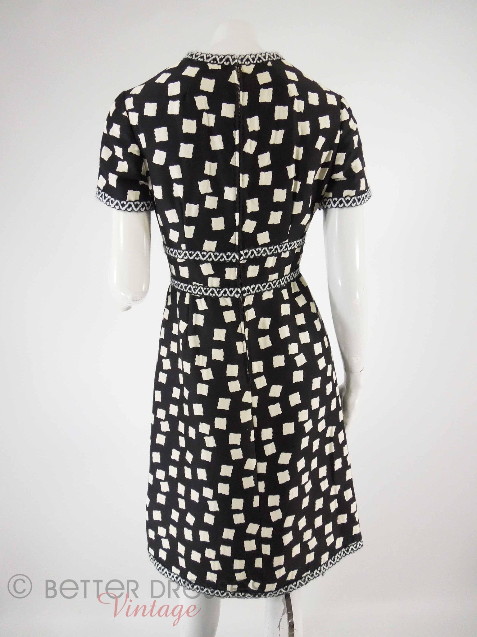 70s Black & White Geometric Sheath Dress - sm, med – Better Dresses Vintage