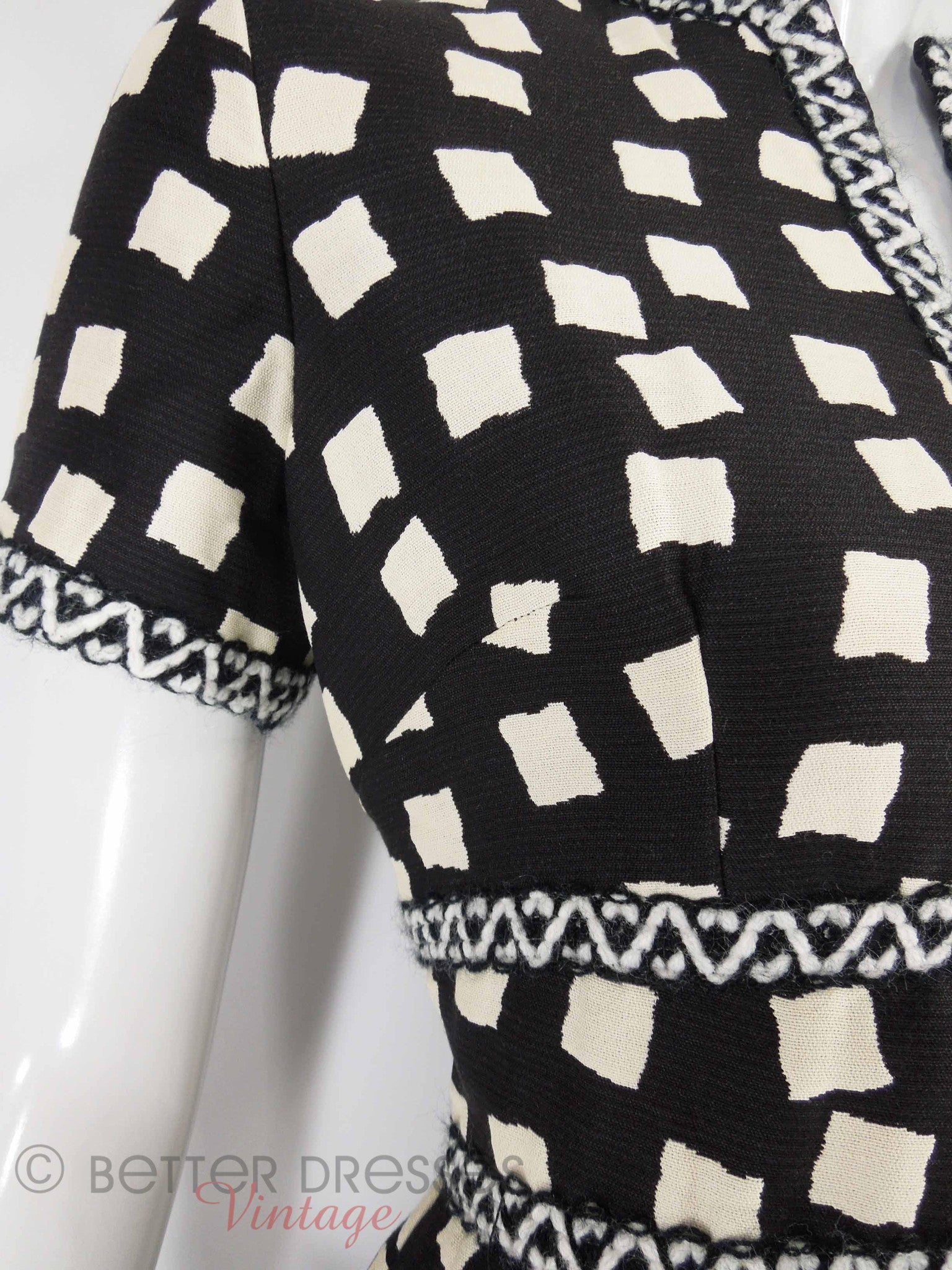 70s Black & White Geometric Sheath Dress - sm, med – Better Dresses Vintage