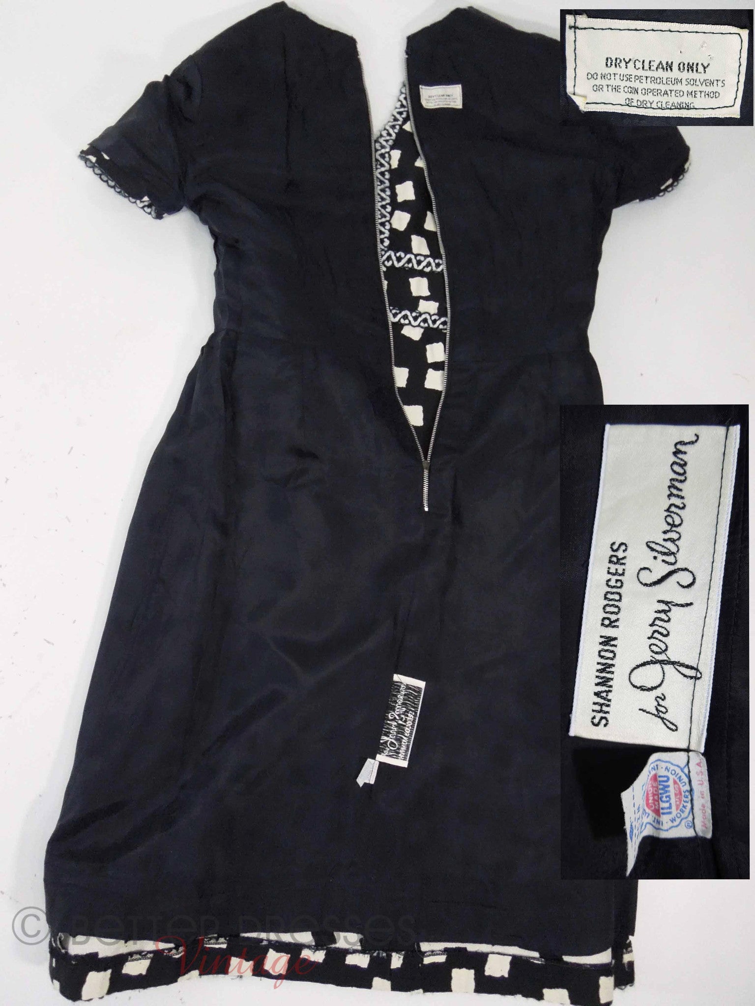 70s Black & White Geometric Sheath Dress - sm, med – Better