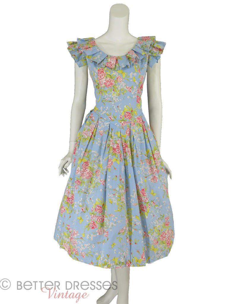 80s Garden Party Dress - full view front