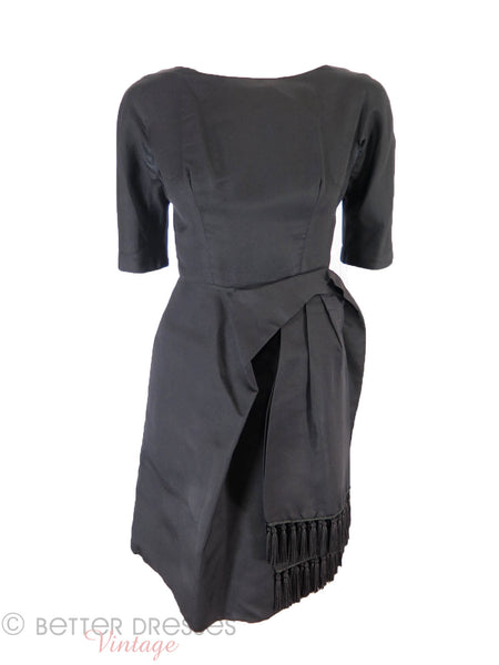 50s Black Cocktail Dress - front view