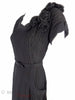 40s/50s Black Crepe Dress With Roses - left side close