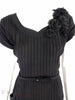 40s/50s Black Crepe Dress With Roses - close front view