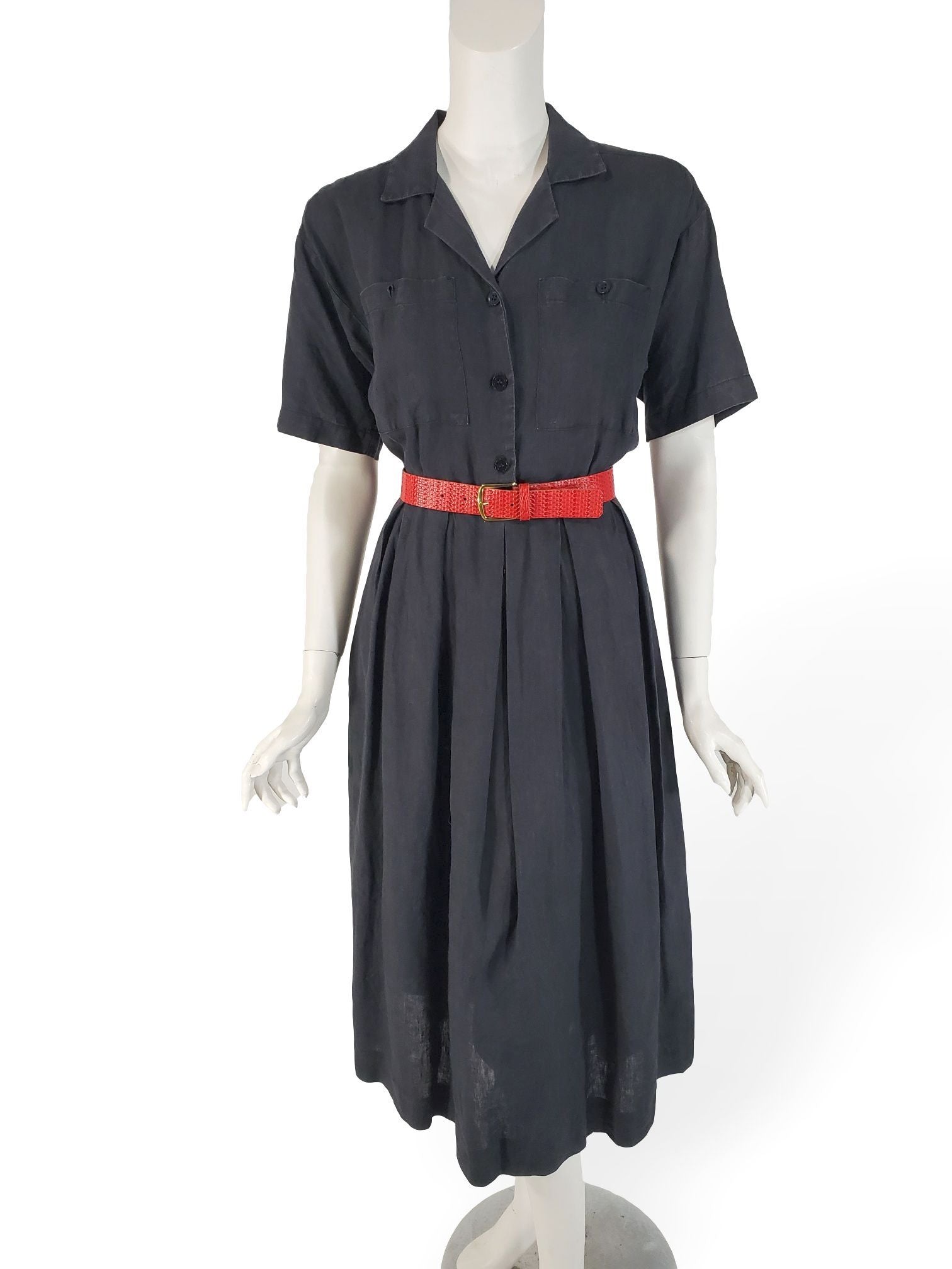 80s Linen Shirtwaist Dress With Pockets – Better Dresses Vintage 80s Linen Shirtwaist Dress With Pockets – Better Dresses Vintage
