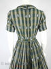 50s/60s Green Plaid Belted Shirtwaist - close up of back