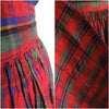 60s Red Plaid Silk Skirt - details