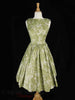 60s Moss Green Full Skirt Dress - on black background