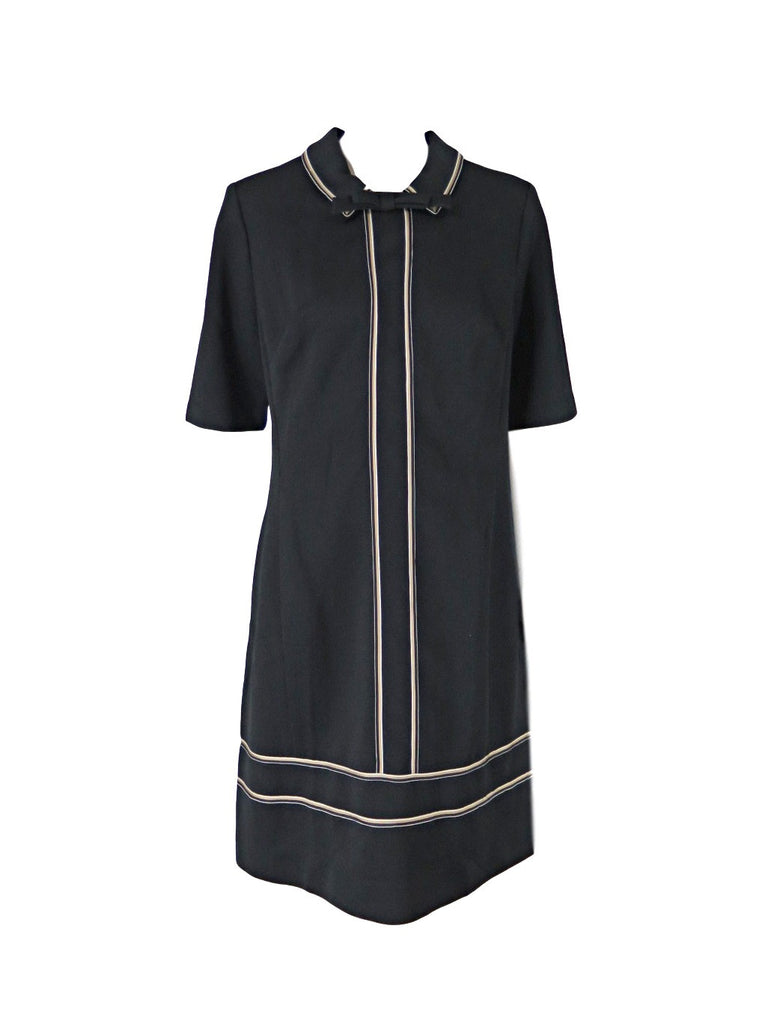 60s/70s Edith Flagg Shift Dress in Black