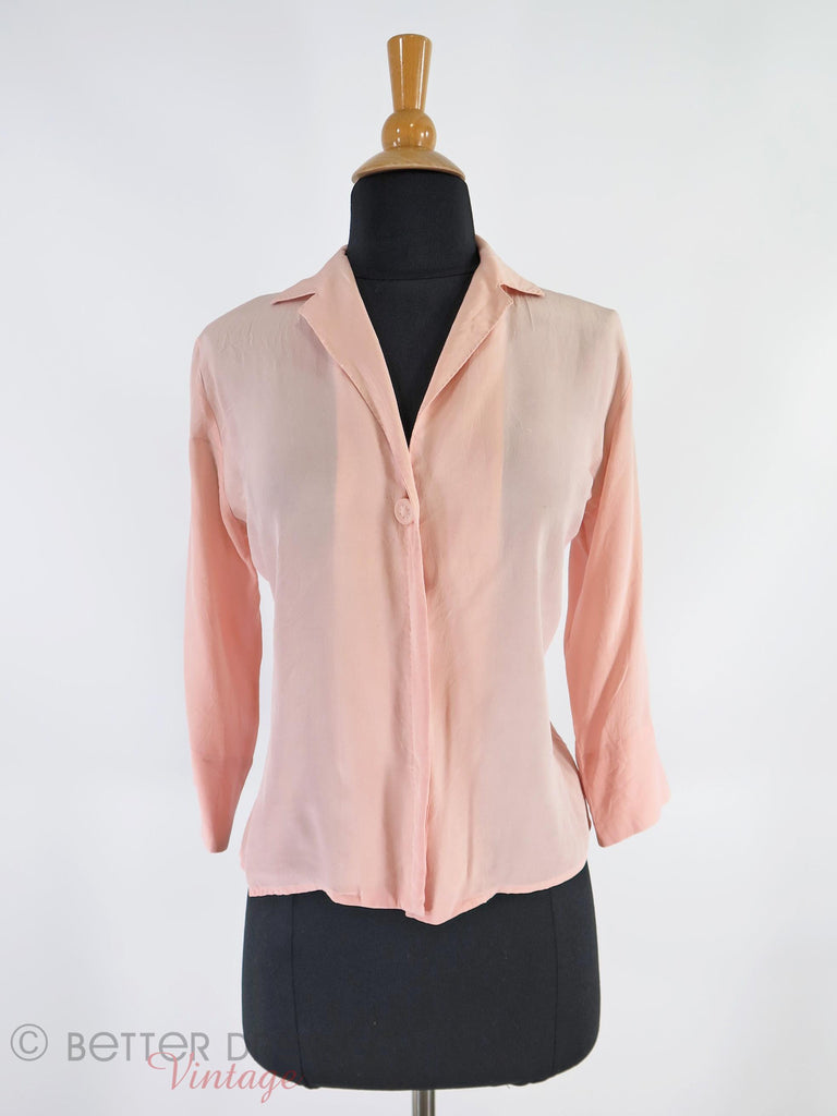 40s/50s Pink Silk Blouse - front
